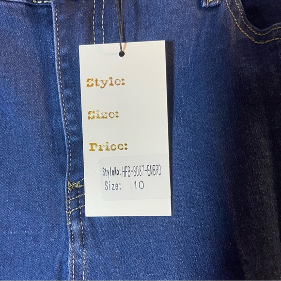 Home Folk Embroidered Flare Jeans - Blue Size 10 - Picture 3 of 12
